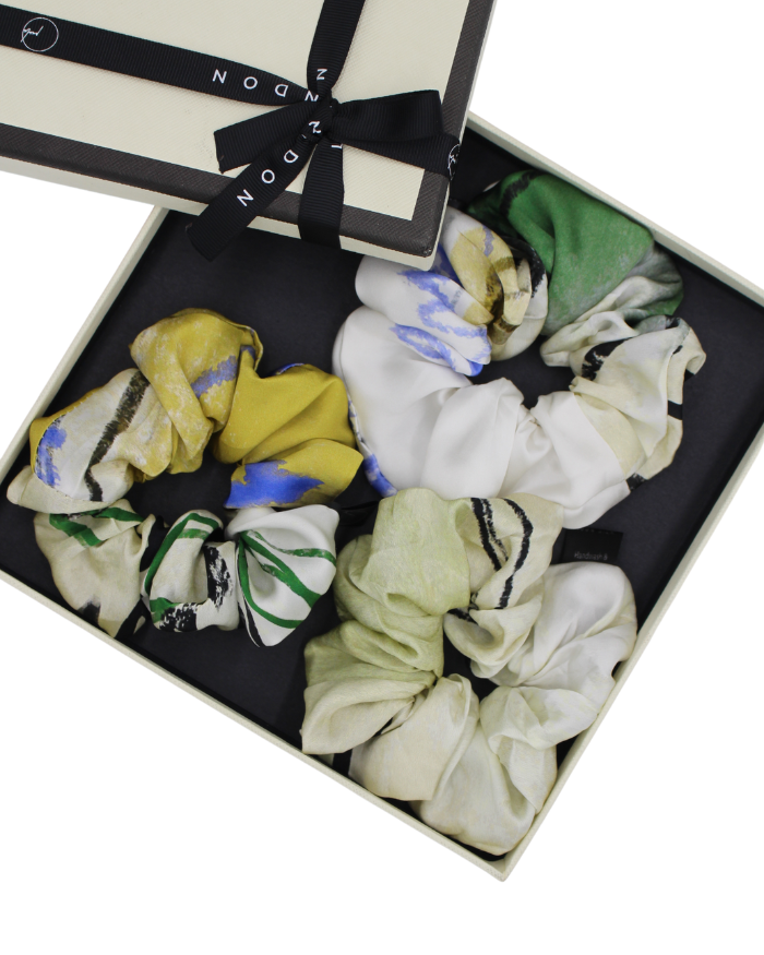 Ivory Silk Scrunchies Set